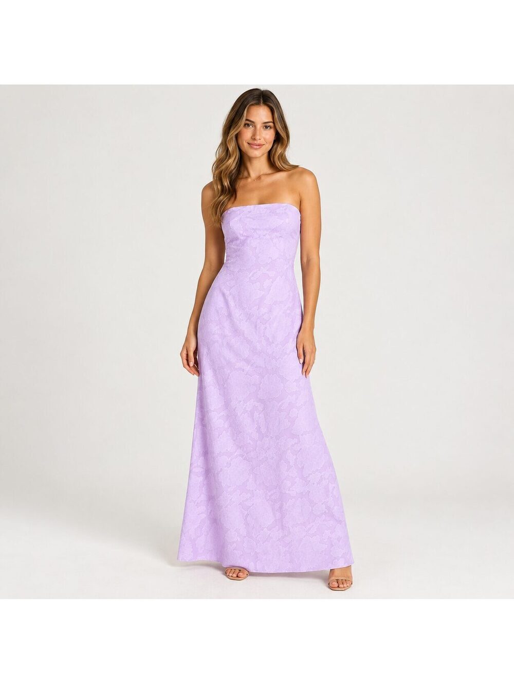 Princess Polly Lilac Floral Strapless Lace-Up Back Maxi Dress Size 2 NWT